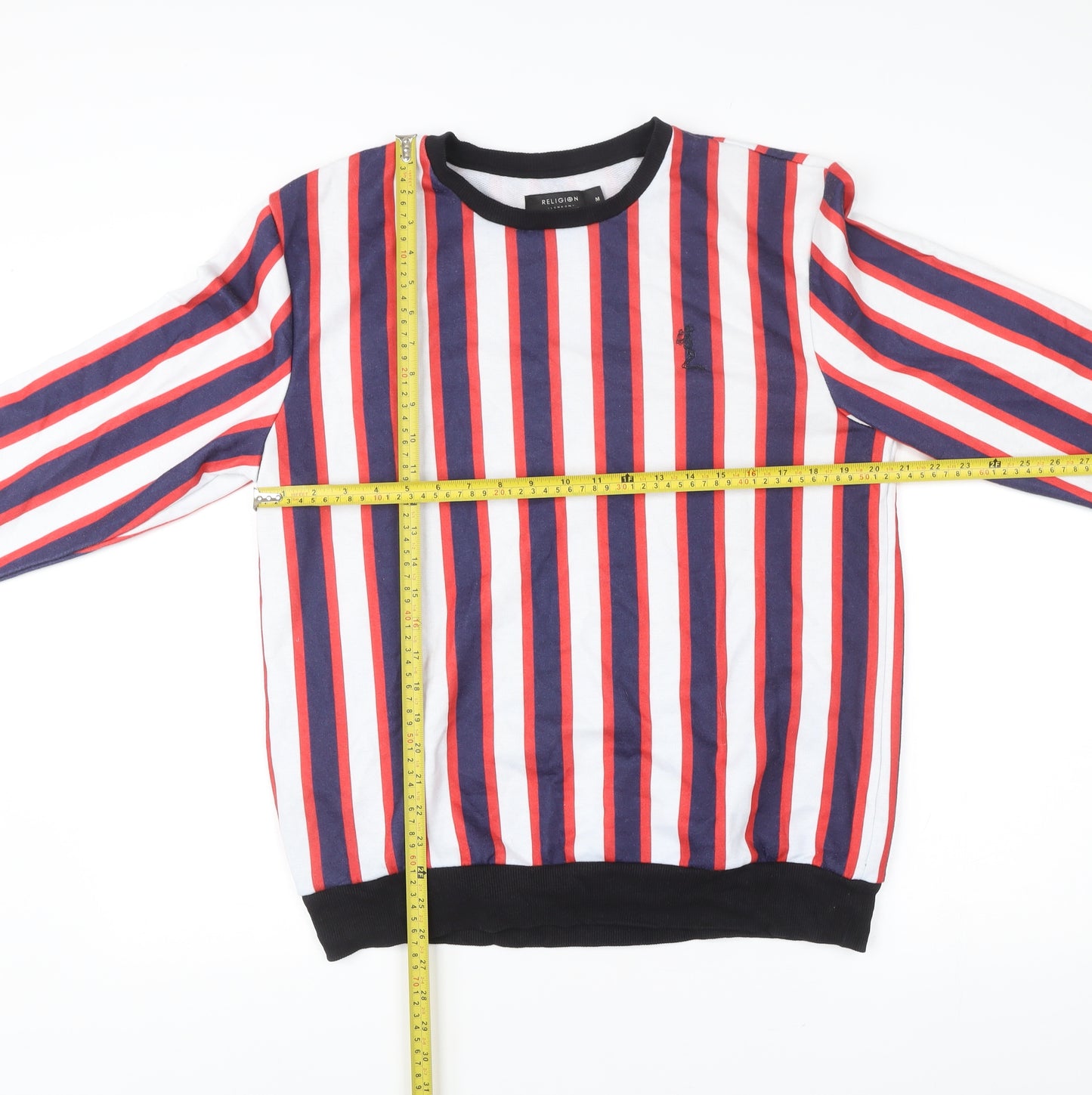 Religion London Mens Striped Multicoloured Pullover Sweatshirt Size M