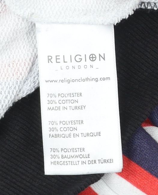 Religion London Mens Striped Multicoloured Pullover Sweatshirt Size M