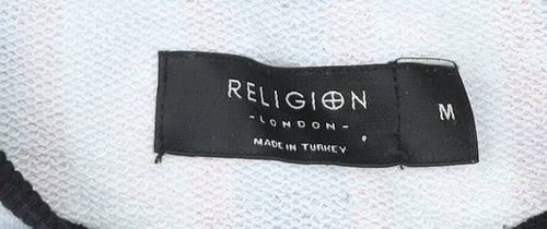Religion London Mens Striped Multicoloured Pullover Sweatshirt Size M