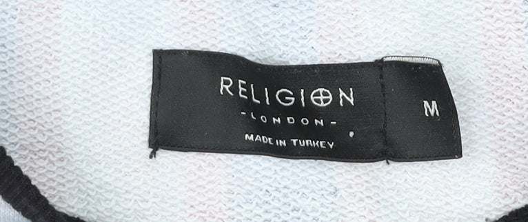 Religion London Mens Striped Multicoloured Pullover Sweatshirt Size M