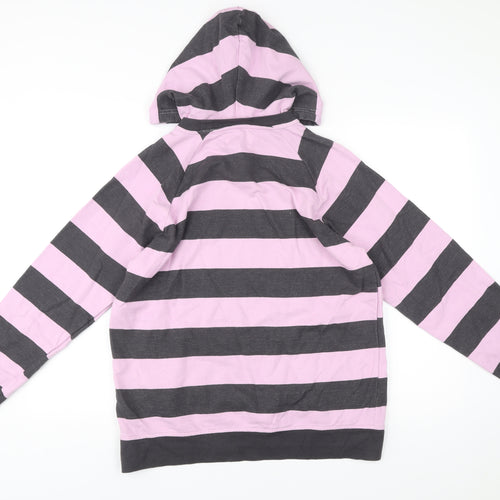 Joe Browns Men’s Pink Black Striped Pullover Hoodie Size M Cotton