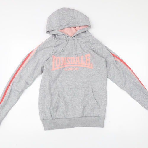 Lonsdale Teens Grey Pullover Hoodie Size 8 Logo Sportswear