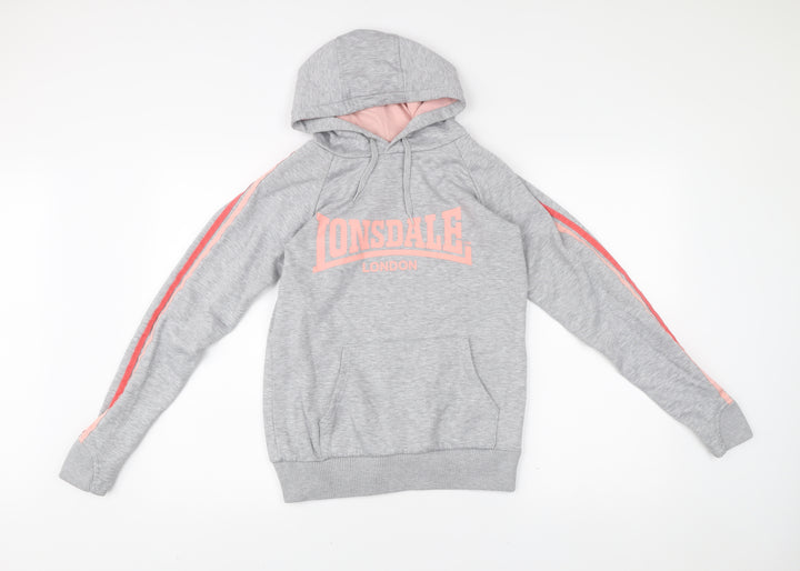 Lonsdale Teens Grey Pullover Hoodie Size 8 Logo Sportswear