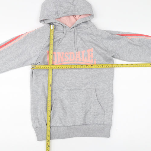 Lonsdale Teens Grey Pullover Hoodie Size 8 Logo Sportswear