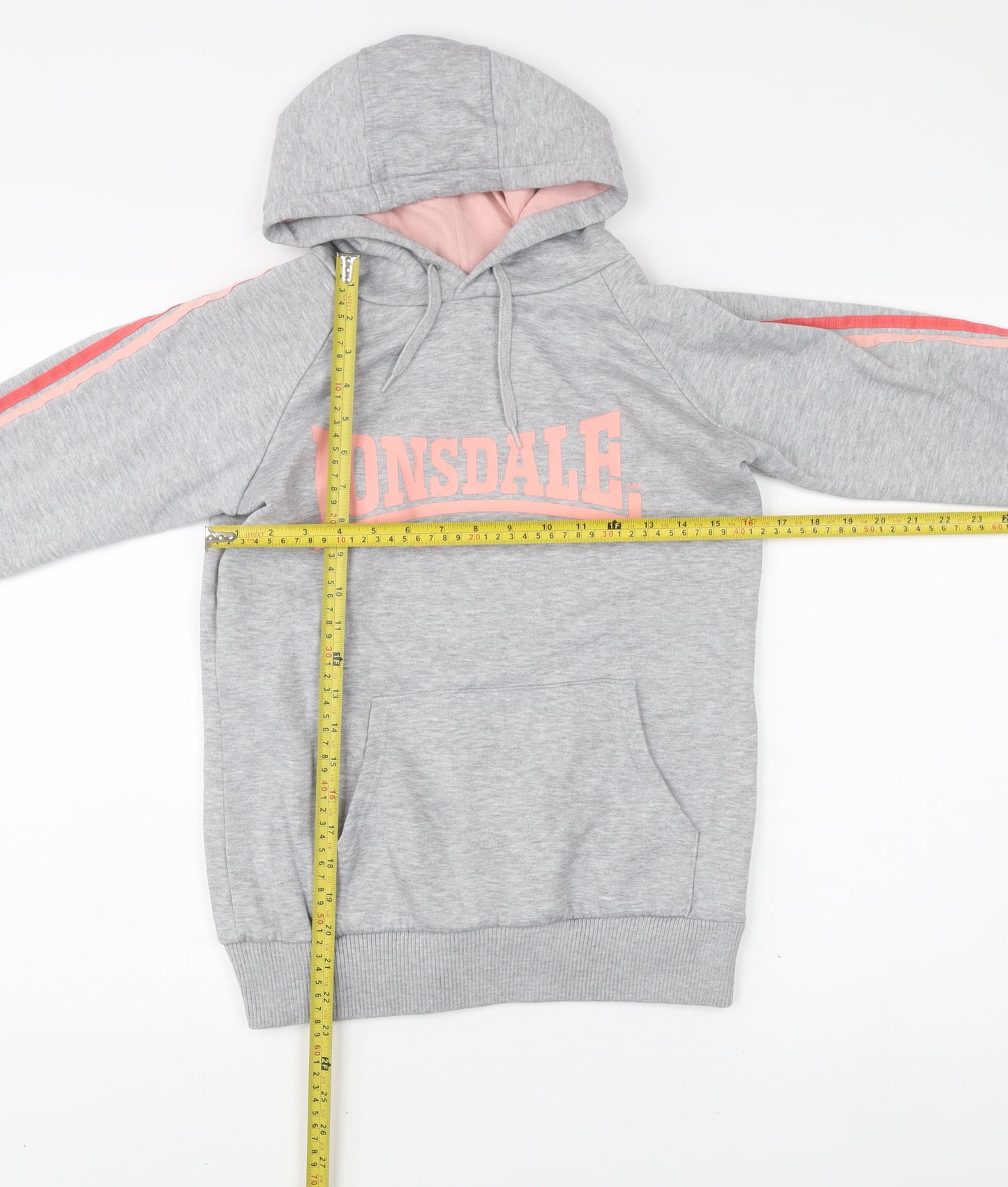 Lonsdale Teens Grey Pullover Hoodie Size 8 Logo Sportswear