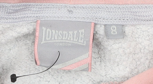 Lonsdale Teens Grey Pullover Hoodie Size 8 Logo Sportswear