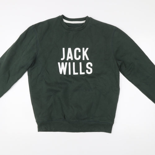 Jack Wills Men’s Green Logo Sweatshirt Pullover Crew Neck Size S