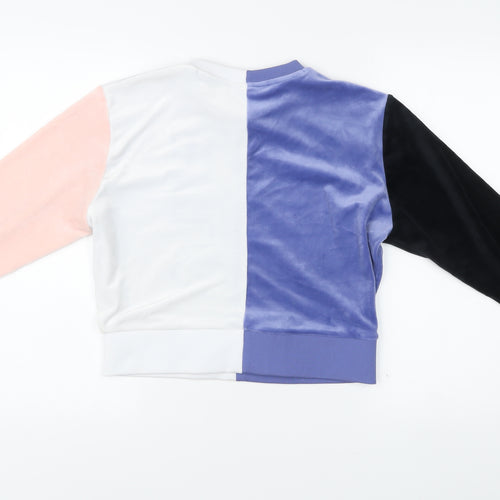 Fila Womens Colourblock Velour Sweatshirt M White Pink Blue Black