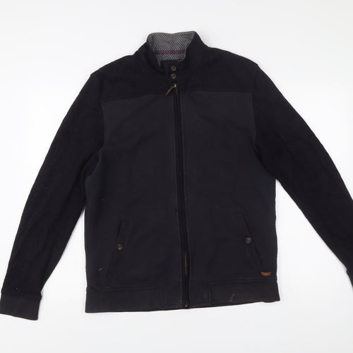 Ted Baker Men’s Black L Jacket Cotton Blend Full Zip Stand Collar