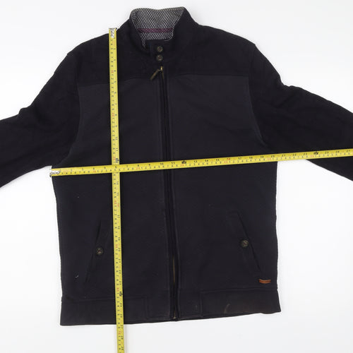 Ted Baker Men’s Black L Jacket Cotton Blend Full Zip Stand Collar