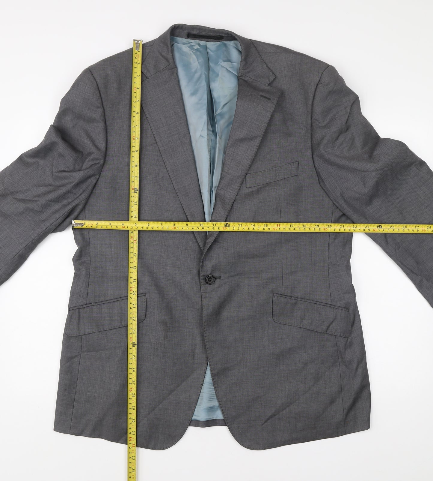 Impressions Men's Grey Wool Blazer Jacket 44/M Notch Lapel