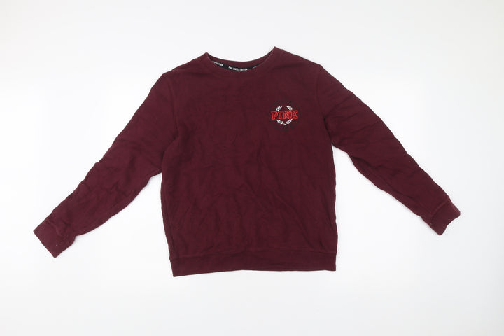 Victoria's Secret PINK Women Red Sweatshirt Size S Logo Pullover