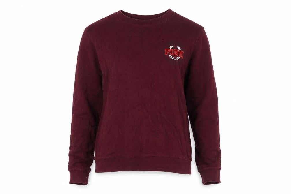 Front view of Victoria's Secret PINK Women Red Sweatshirt, size S, Logo Pullover