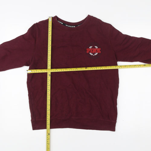 Victoria's Secret PINK Women Red Sweatshirt Size S Logo Pullover