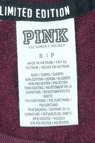 Victoria's Secret PINK Women Red Sweatshirt Size S Logo Pullover
