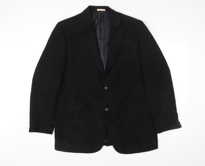 Greenwoods Men’s Black Blazer 44 Regular Fit Two-Button Jacket