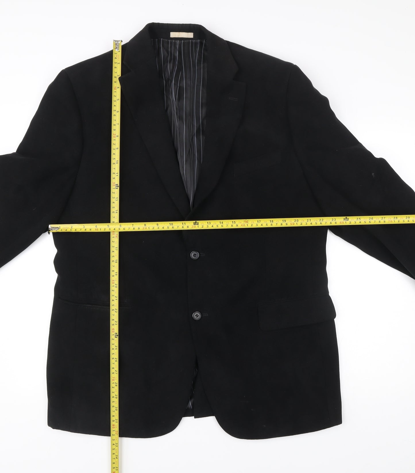 Greenwoods Men’s Black Blazer 44 Regular Fit Two-Button Jacket