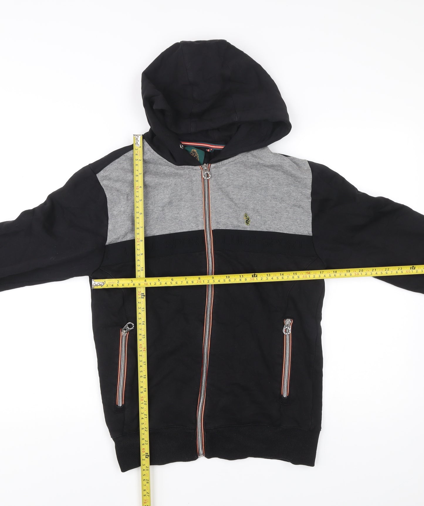Luke Sport Men’s Black Grey Full Zip Hoodie Size S Cotton