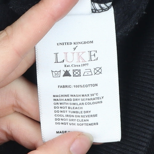 Luke Sport Men’s Black Grey Full Zip Hoodie Size S Cotton