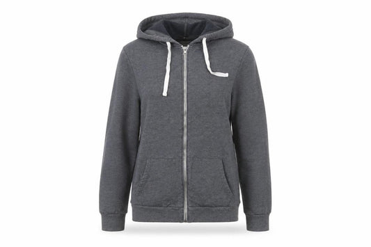 Front view of ASOS Women’s Grey Full Zip Hoodie, size UK 8, Regular Fit Casual