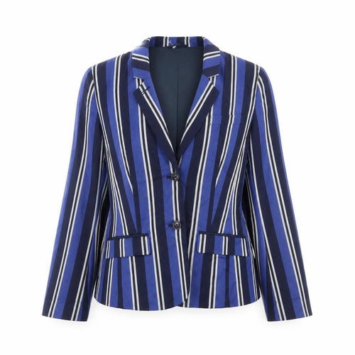 Ben Sherman Women Blue Striped Blazer Jacket Size S Smart Casual