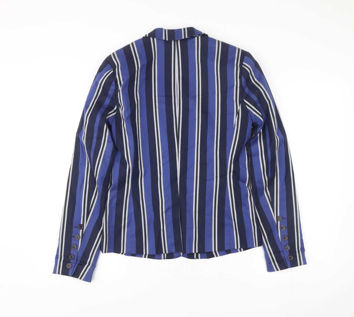 Ben Sherman Women Blue Striped Blazer Jacket Size S Smart Casual