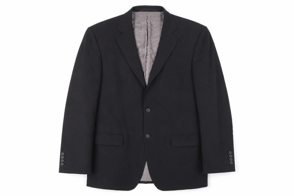 Front view of Marks & Spencer men’s charcoal grey wool suit jacket 40in chest regular fit