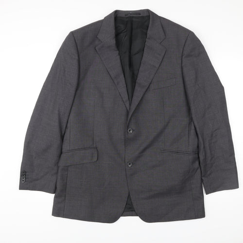 T.M. Lewin Men's Grey Wool Blazer Jacket Size 44R Formal Classic