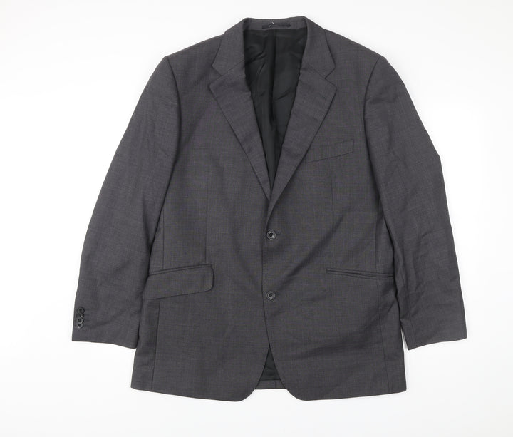 T.M. Lewin Men's Grey Wool Blazer Jacket Size 44R Formal Classic