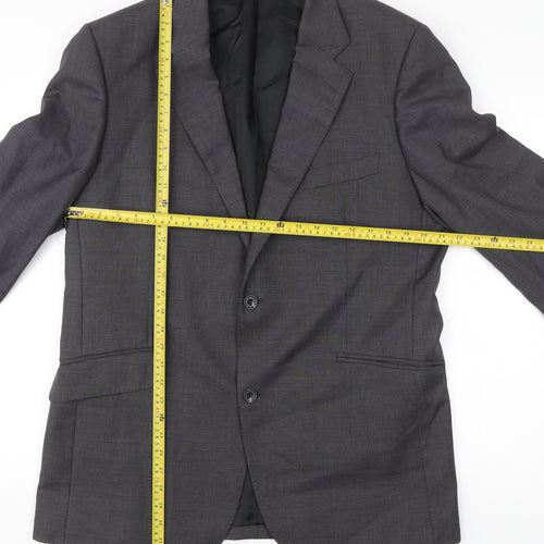 T.M. Lewin Men's Grey Wool Blazer Jacket Size 44R Formal Classic