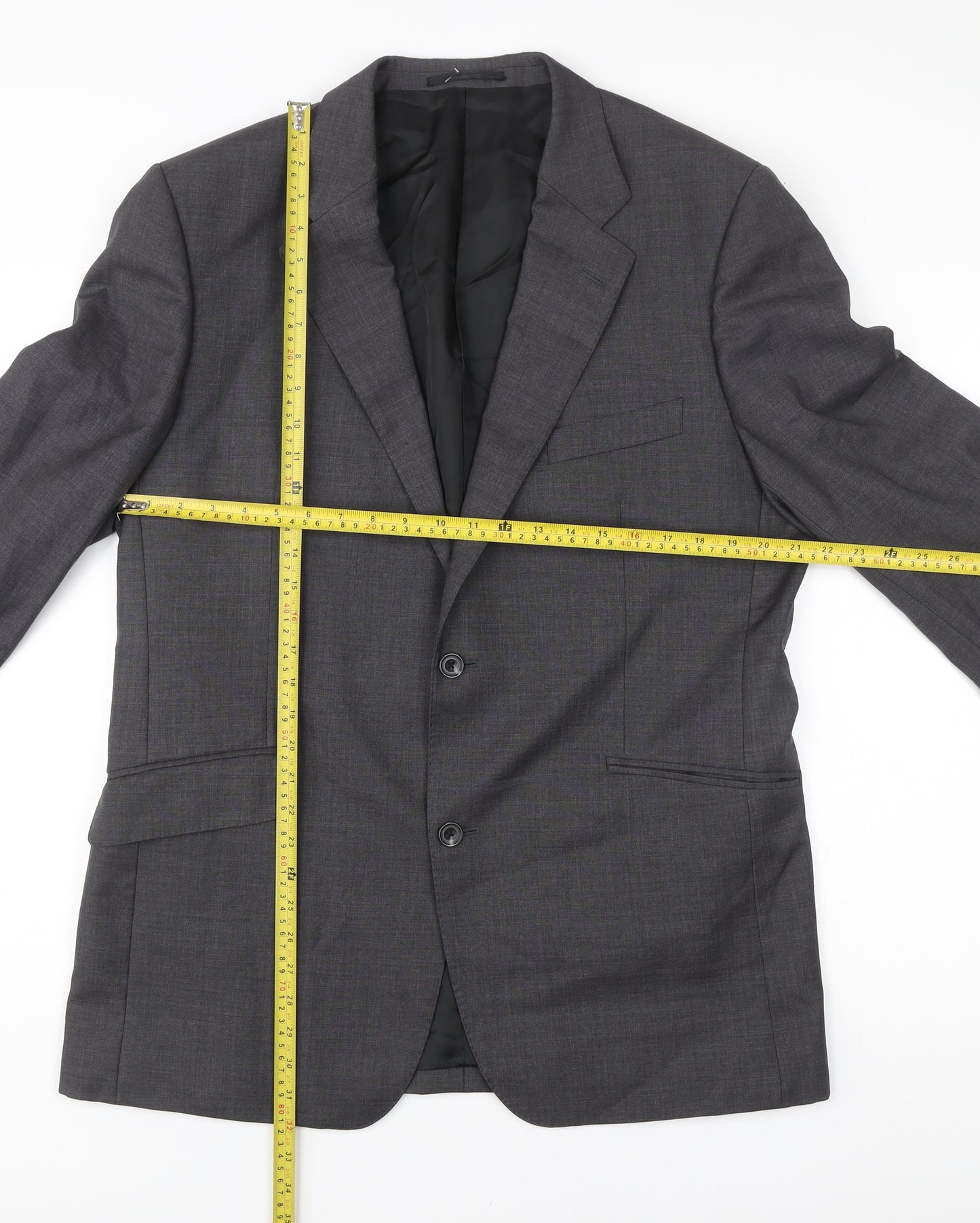 T.M. Lewin Men's Grey Wool Blazer Jacket Size 44R Formal Classic