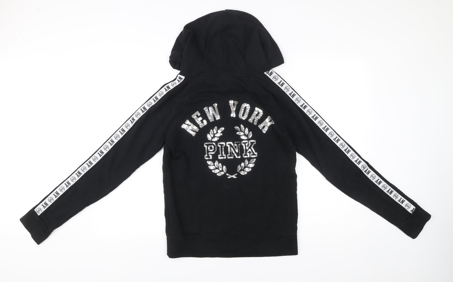 Victoria’s Secret PINK Women’s Black Pullover Hoodie S Sequin Logo