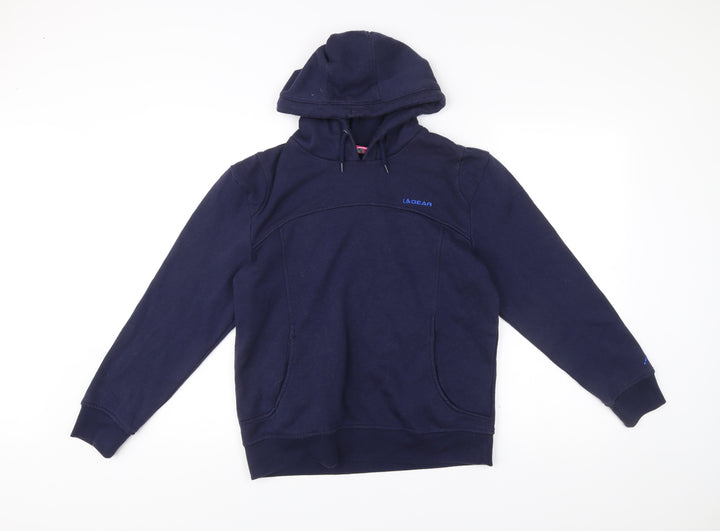 LA Gear Womens Navy Hoodie Size 10 Pullover Cotton Blend