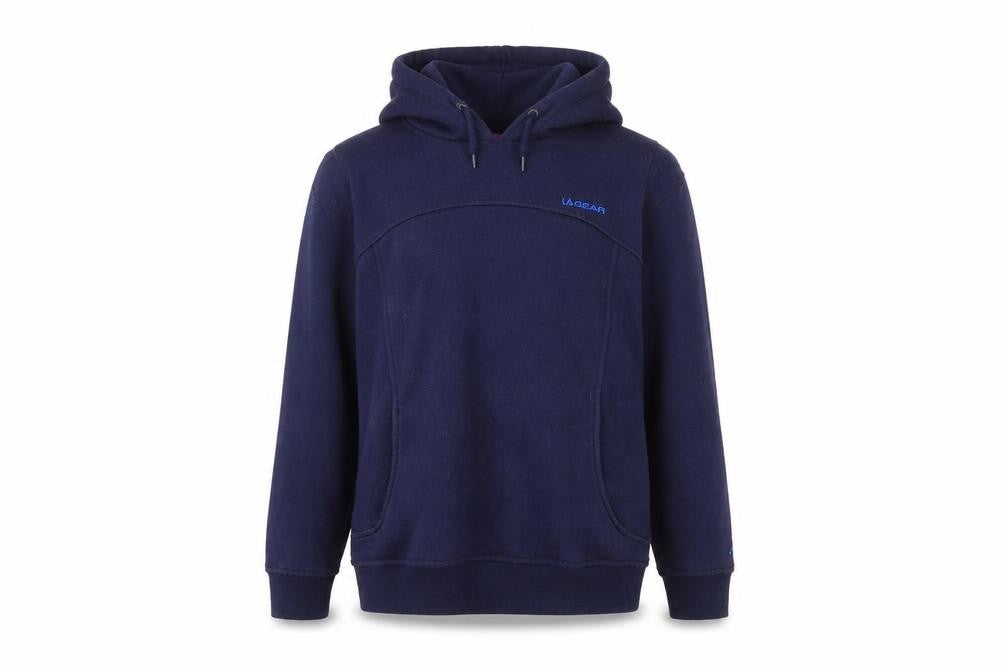 Front view of LA Gear women’s navy hoodie, size UK 10, pullover cotton blend