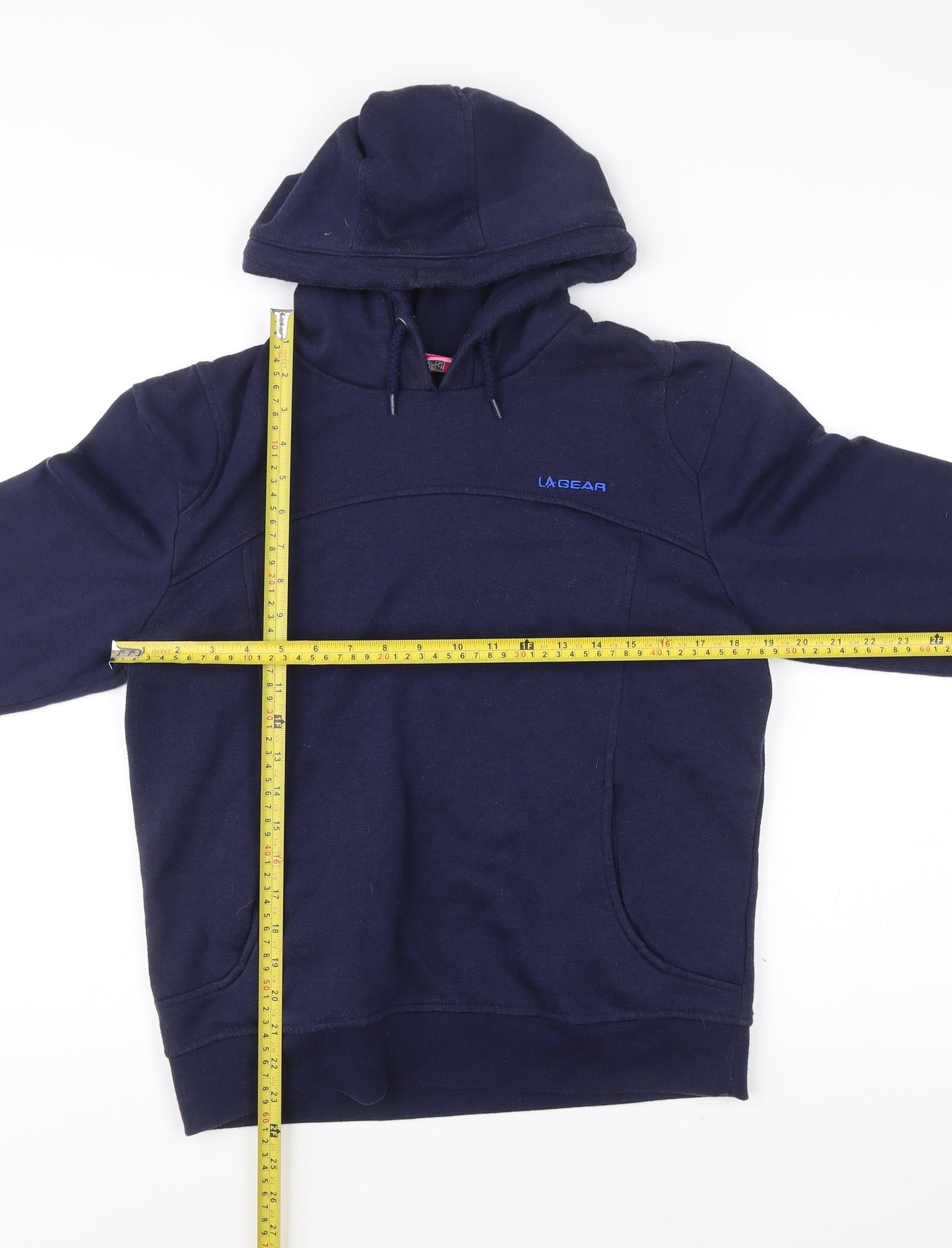 LA Gear Womens Navy Hoodie Size 10 Pullover Cotton Blend