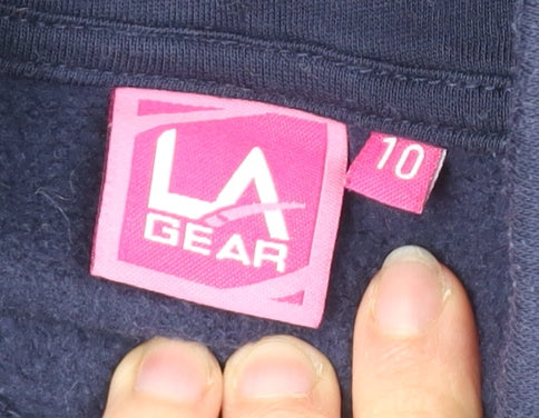 LA Gear Womens Navy Hoodie Size 10 Pullover Cotton Blend