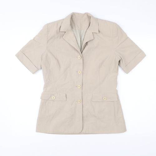 New Look Women’s Beige Short Sleeve Blazer UK 12 Buttoned Workwear