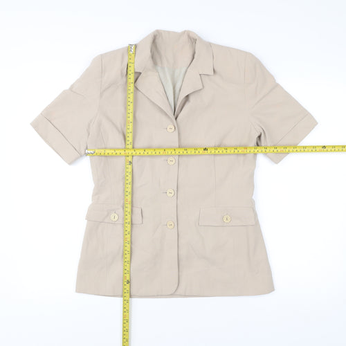 New Look Women’s Beige Short Sleeve Blazer UK 12 Buttoned Workwear