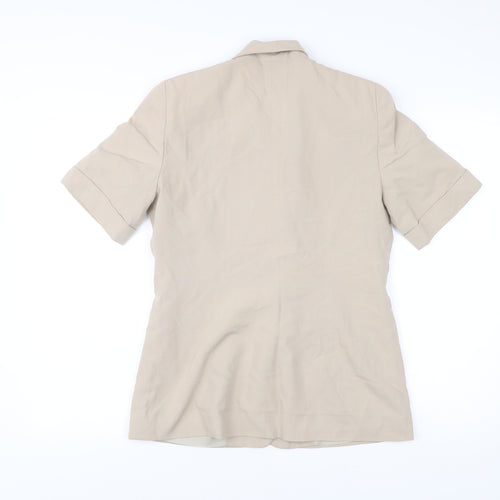 New Look Women’s Beige Short Sleeve Blazer UK 12 Buttoned Workwear