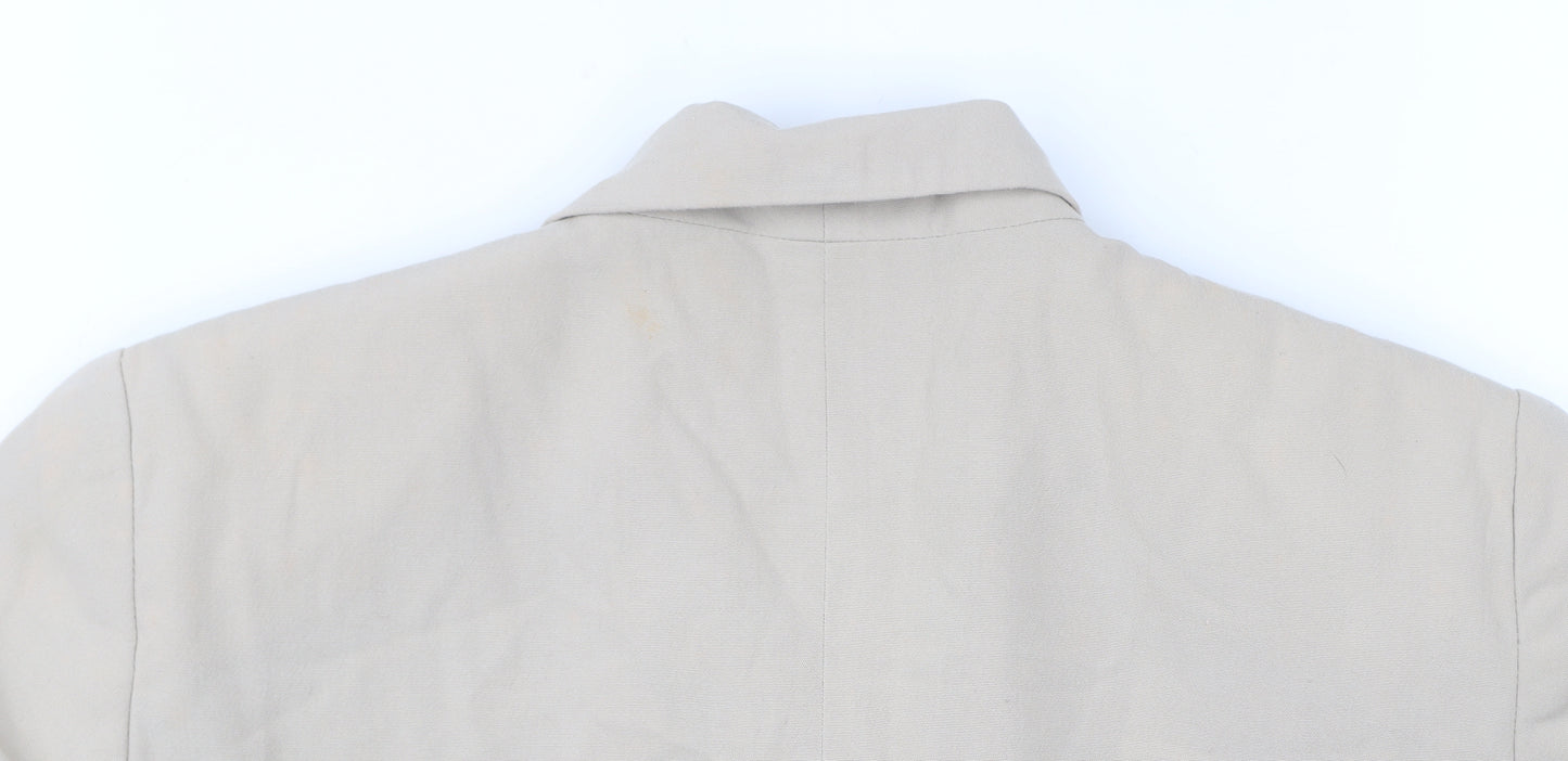 New Look Women’s Beige Short Sleeve Blazer UK 12 Buttoned Workwear