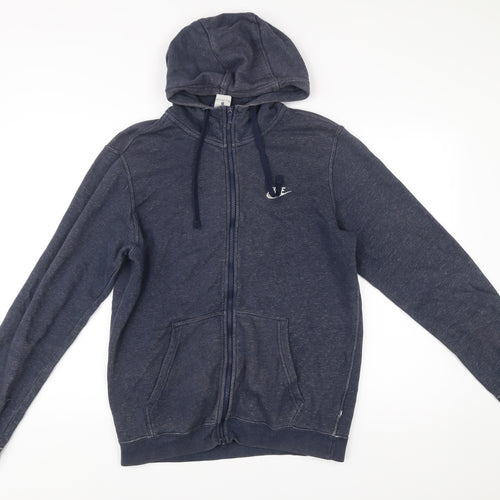 Nike Men's Blue Full Zip Hoodie Size M Cotton Blend Casual