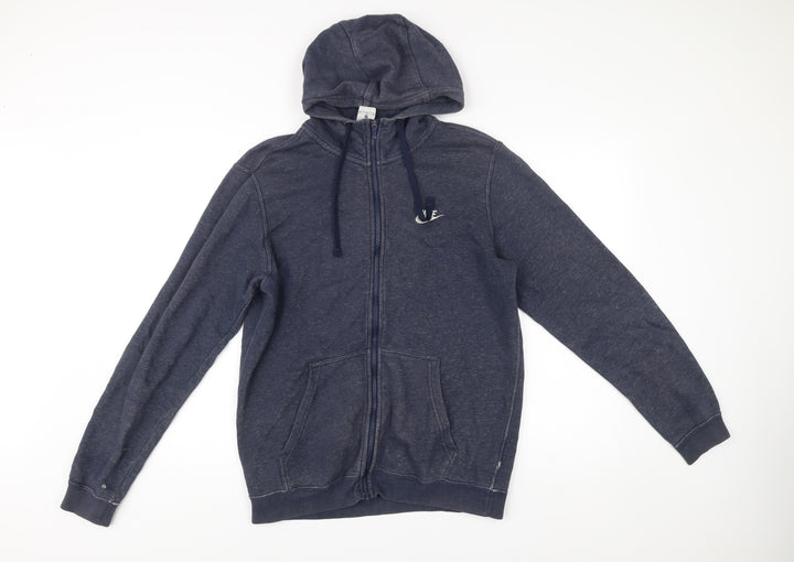 Nike Men's Blue Full Zip Hoodie Size M Cotton Blend Casual