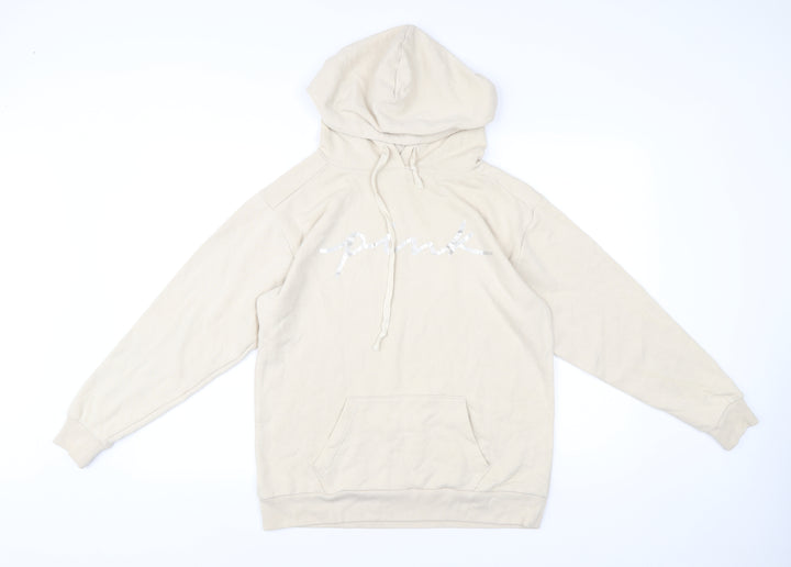 Victoria's Secret PINK Women’s Beige Sequin Logo Hoodie XS