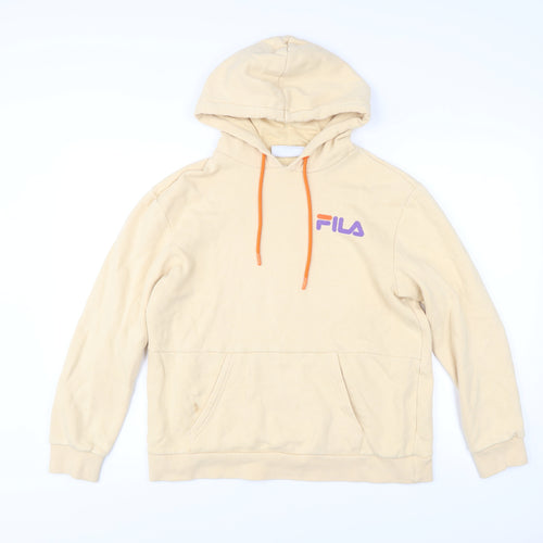 Fila Men’s Beige Pullover Hoodie Small Logo Hooded Sweatshirt
