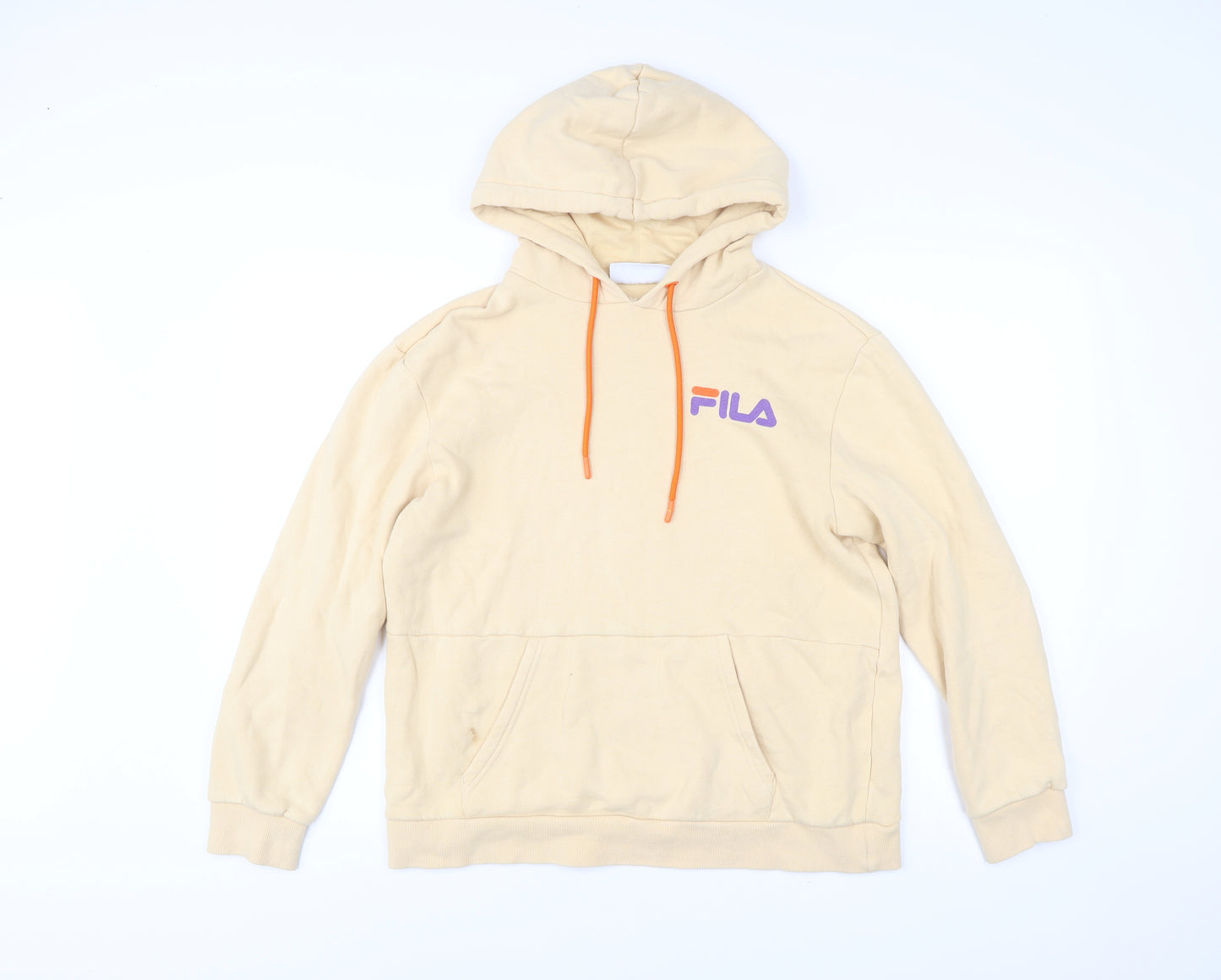Fila Men’s Beige Pullover Hoodie Small Logo Hooded Sweatshirt