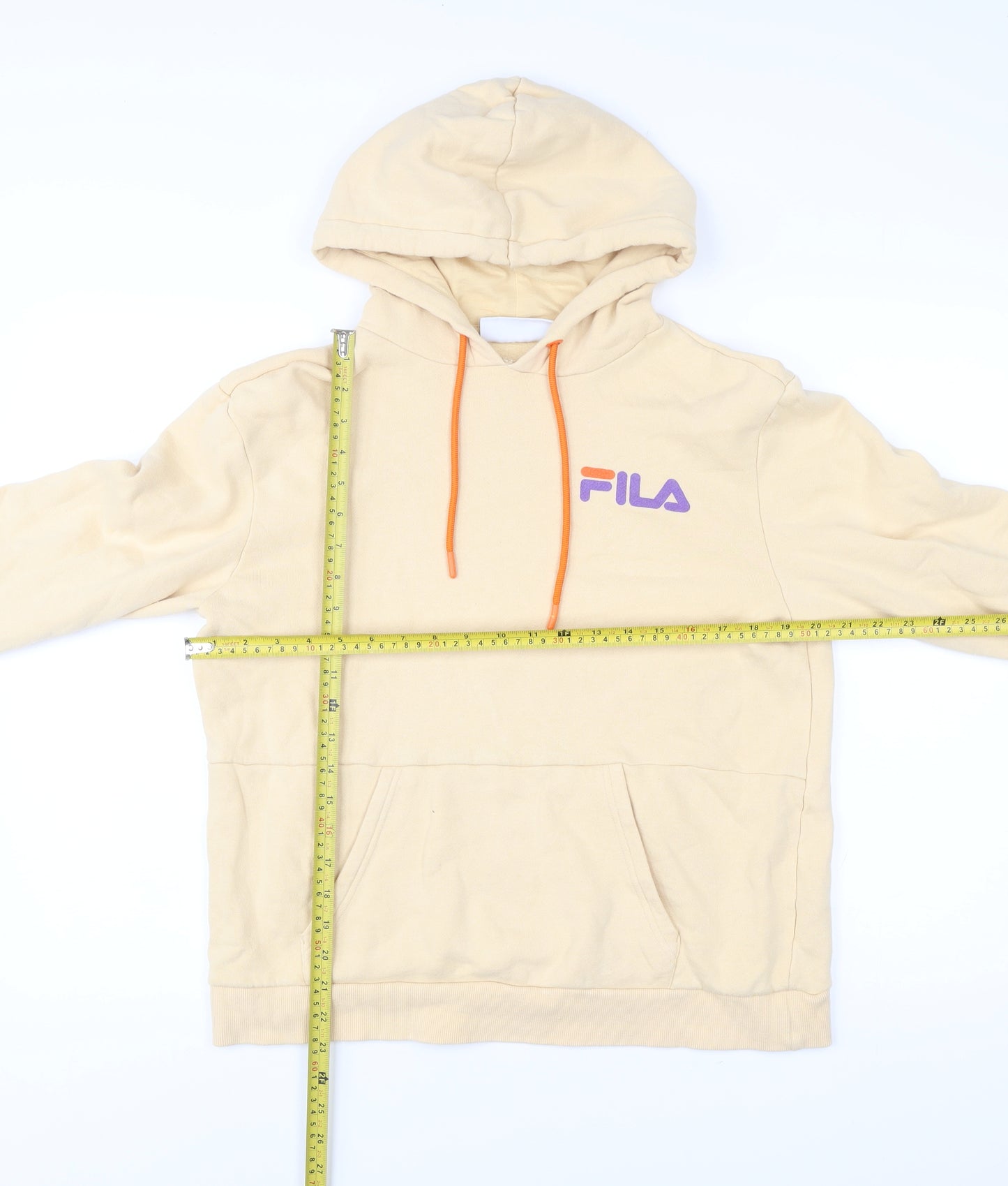 Fila Men’s Beige Pullover Hoodie Small Logo Hooded Sweatshirt