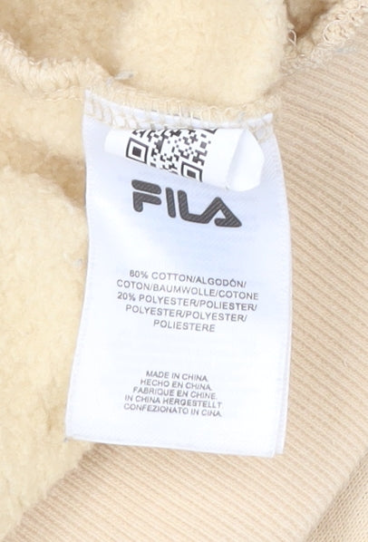 Fila Men’s Beige Pullover Hoodie Small Logo Hooded Sweatshirt