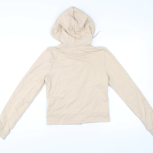 H&M Women Beige Full Zip Hoodie Sweatshirt Size S Cotton Blend