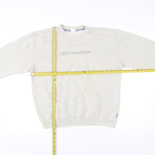 Reebok Boys Beige Pullover Sweatshirt 14 Years Logo Crew Neck Vintage
