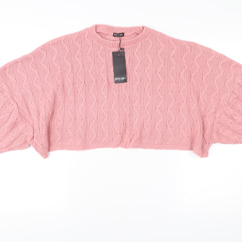 Nasty Gal Womens Pink Cable Knit Pullover Jumper Size 14